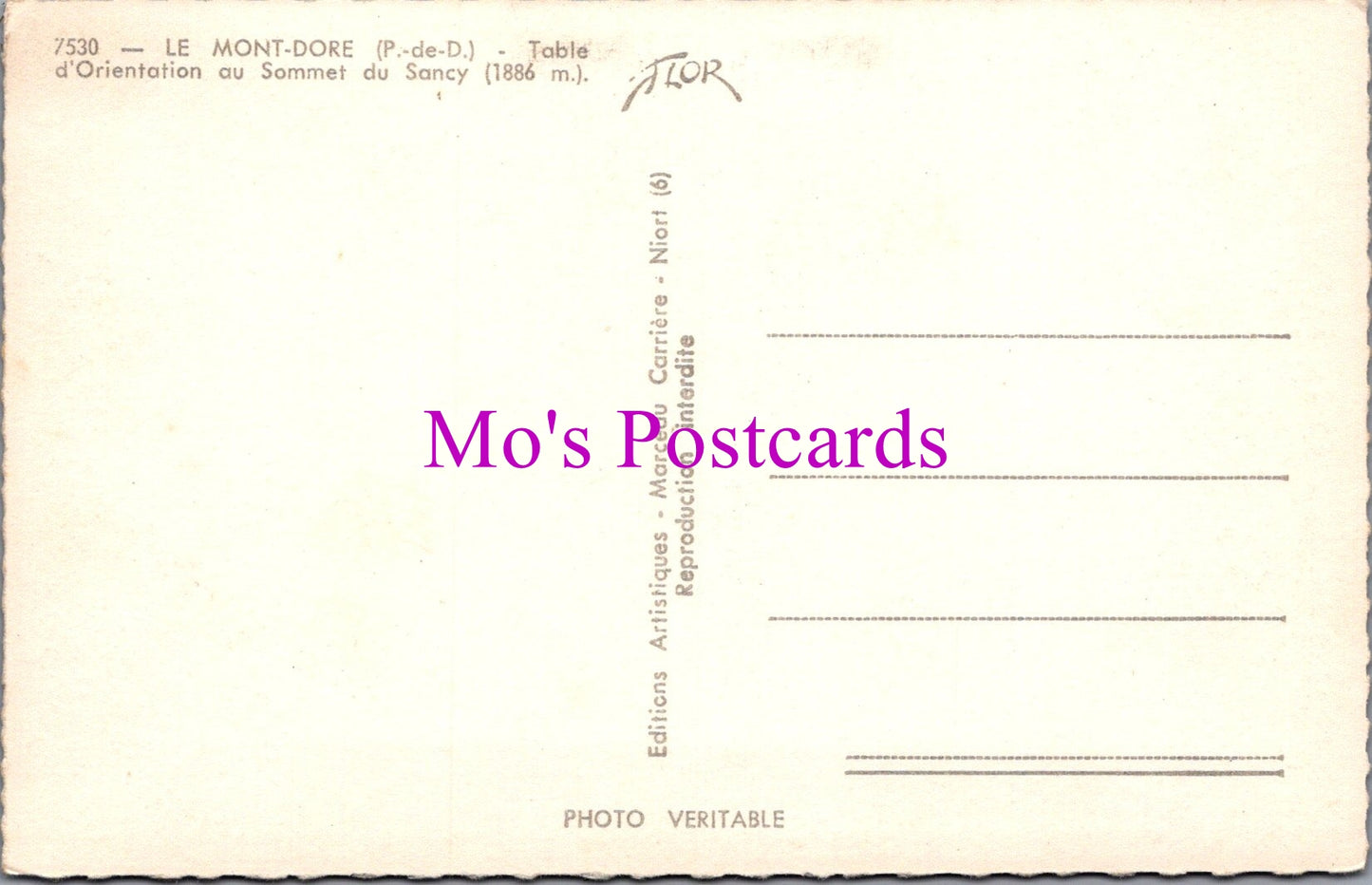 France Postcard - Le Mont-Dore, Table d'Orientation SW15177