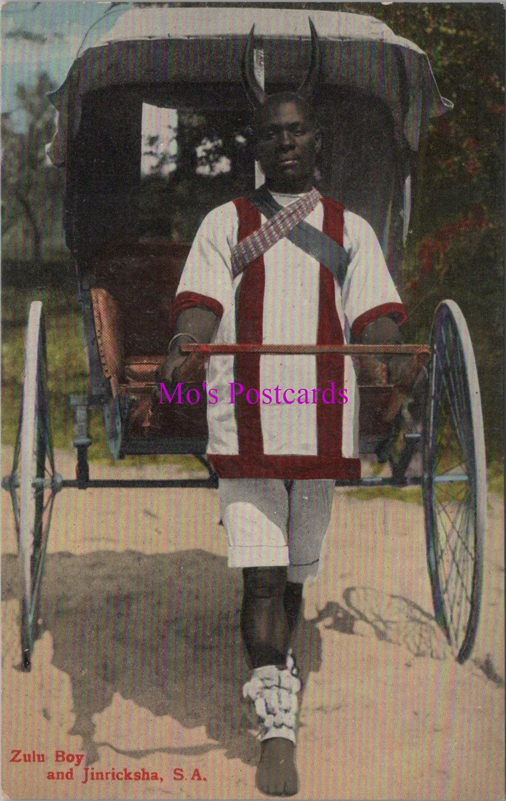 South Africa Postcard - Zulu Boy and Jinricksha DZ279