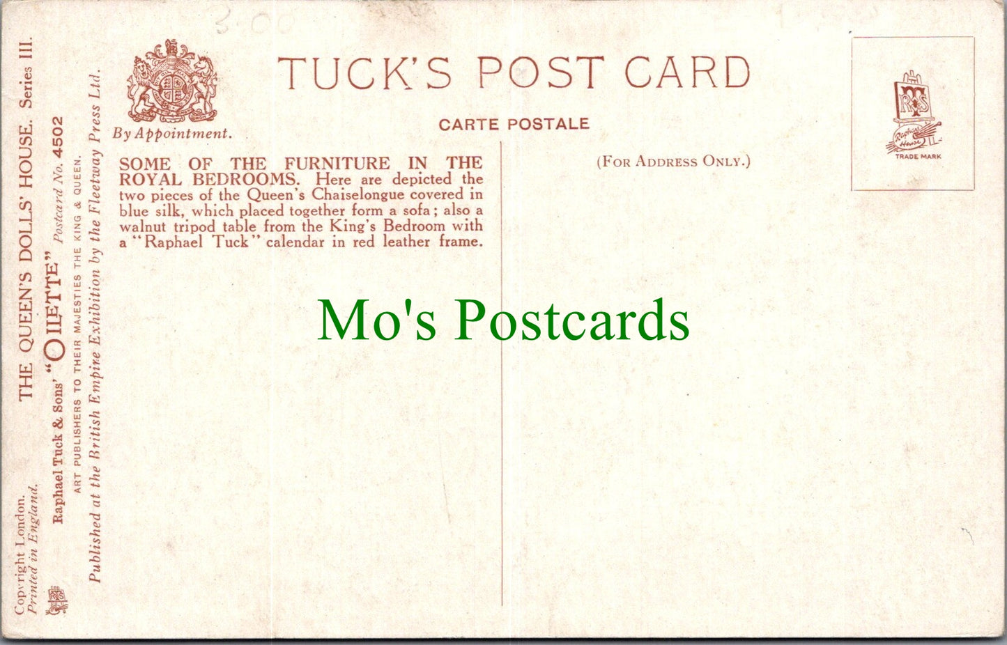 Royalty Postcard - The Queen's Dolls' House SW13771