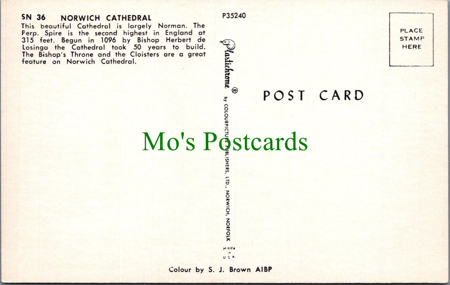 Norfolk Postcard - Norwich Cathedral SW13882