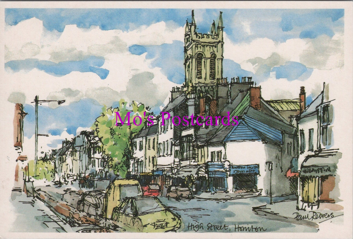 Devon Postcard - Honiton High Street, Artist Paul Redvers SW15506