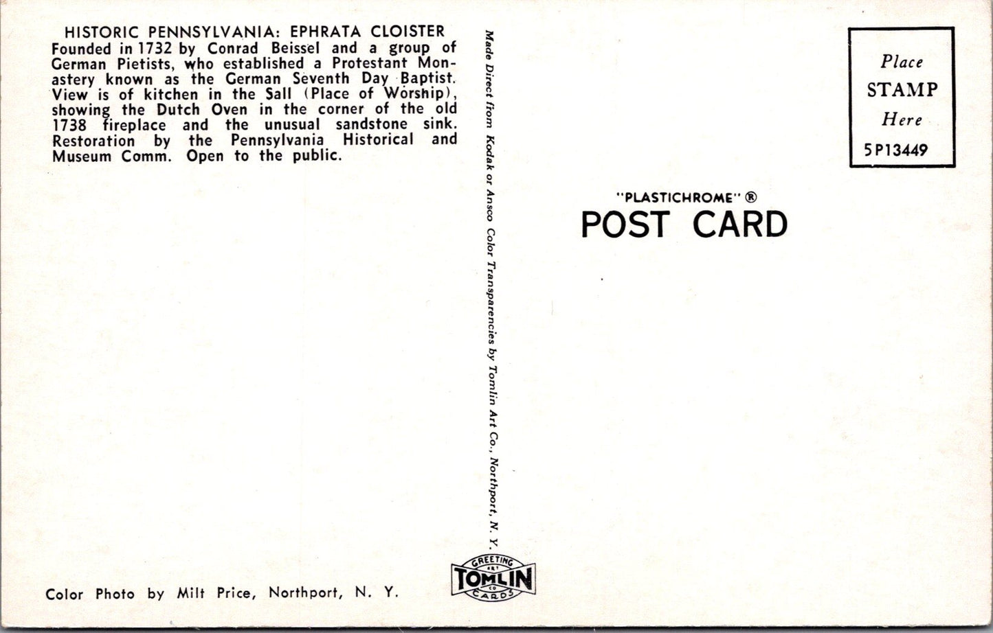 America Postcard - Historic Pennsylvania, Ephrata Cloister SW16557