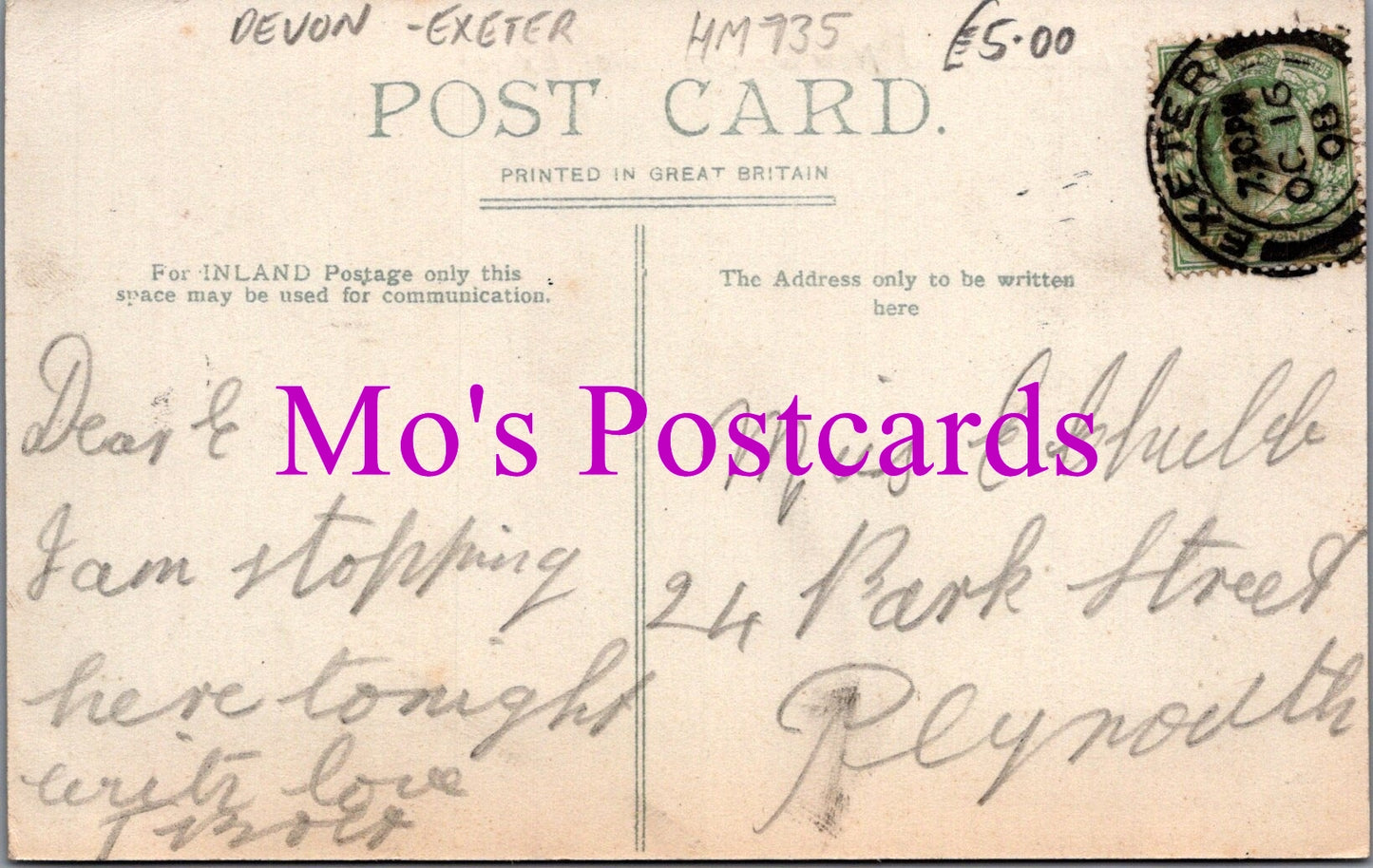 Devon Postcard - New London Hotel, Exeter HM735