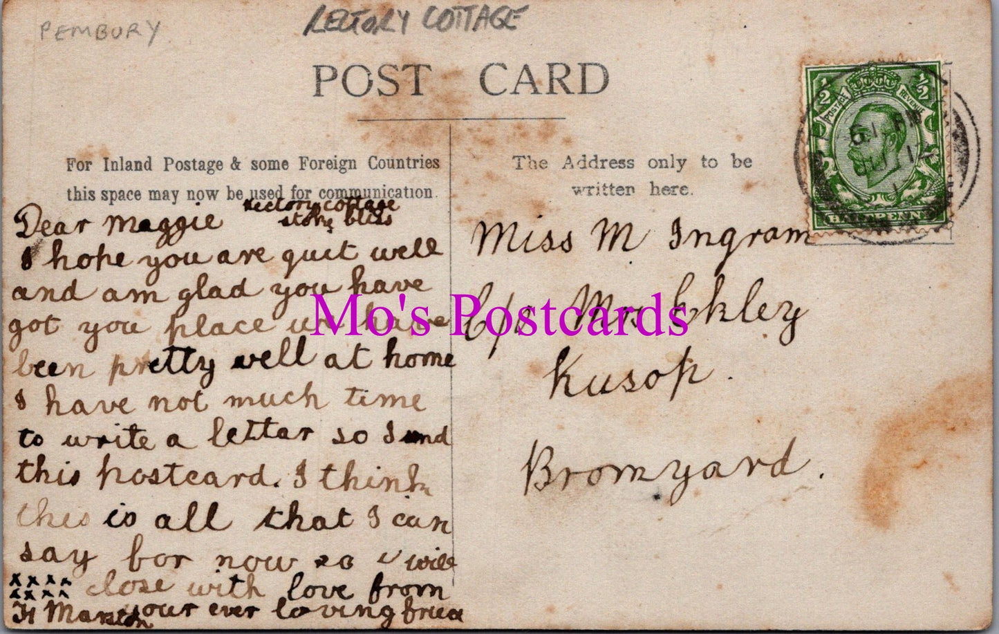 Worcestershire Postcard - Rectory Cottage, Stoke Bliss? DZ3