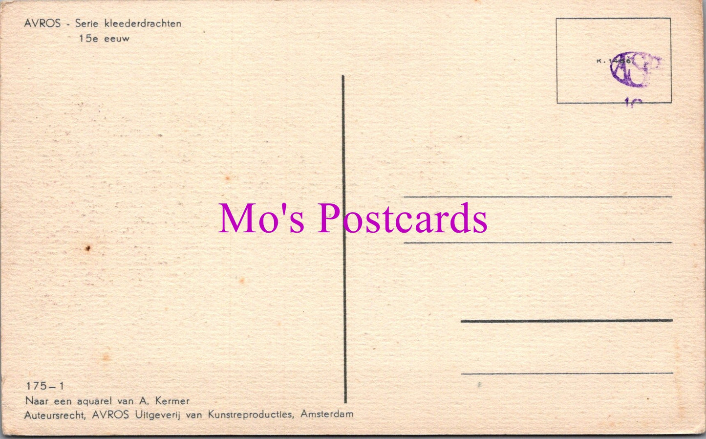 Fashion Postcard - Avros, Traditional Costume, Netherlands DZ237