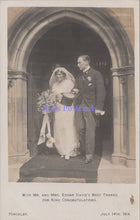 Load image into Gallery viewer, Wedding Postcard - Mr & Mrs Edgar Davis, Hinckley, July 14th 1914 - DZ97