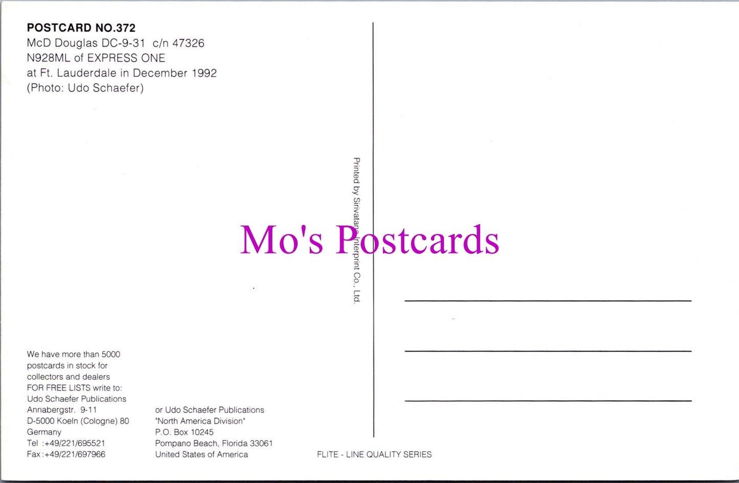 Aviation Postcard - McD Douglas DC-9-31 Express One Aeroplane SW15150