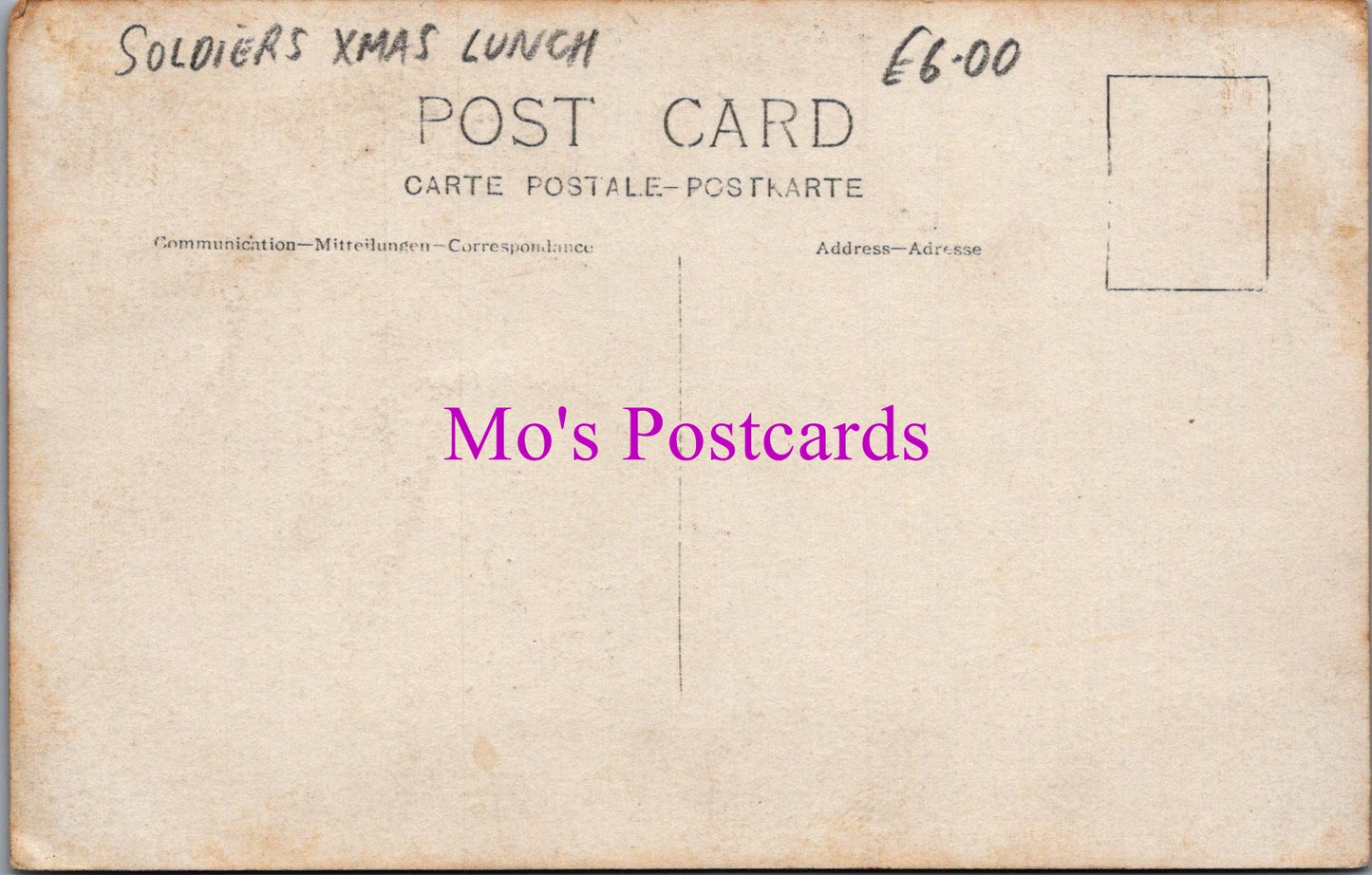 Military Postcard - Soldiers Christmas Lunch SW15161