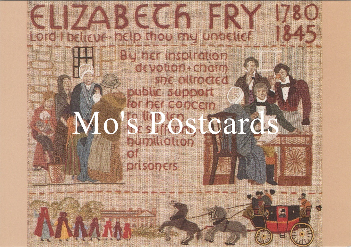 Quaker Tapestry Postcard - Elizabeth Fry 1780 - 1845 - SW16629