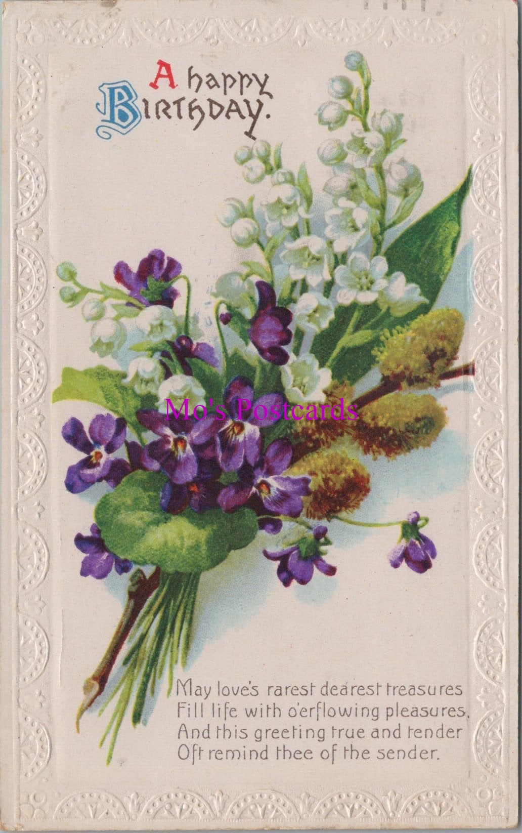Greetings Postcard - A Happy Birthday, Flowers SW15810