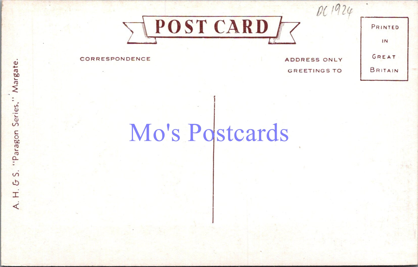 Kent Postcard - Margate Sands and Clock Tower DC1924