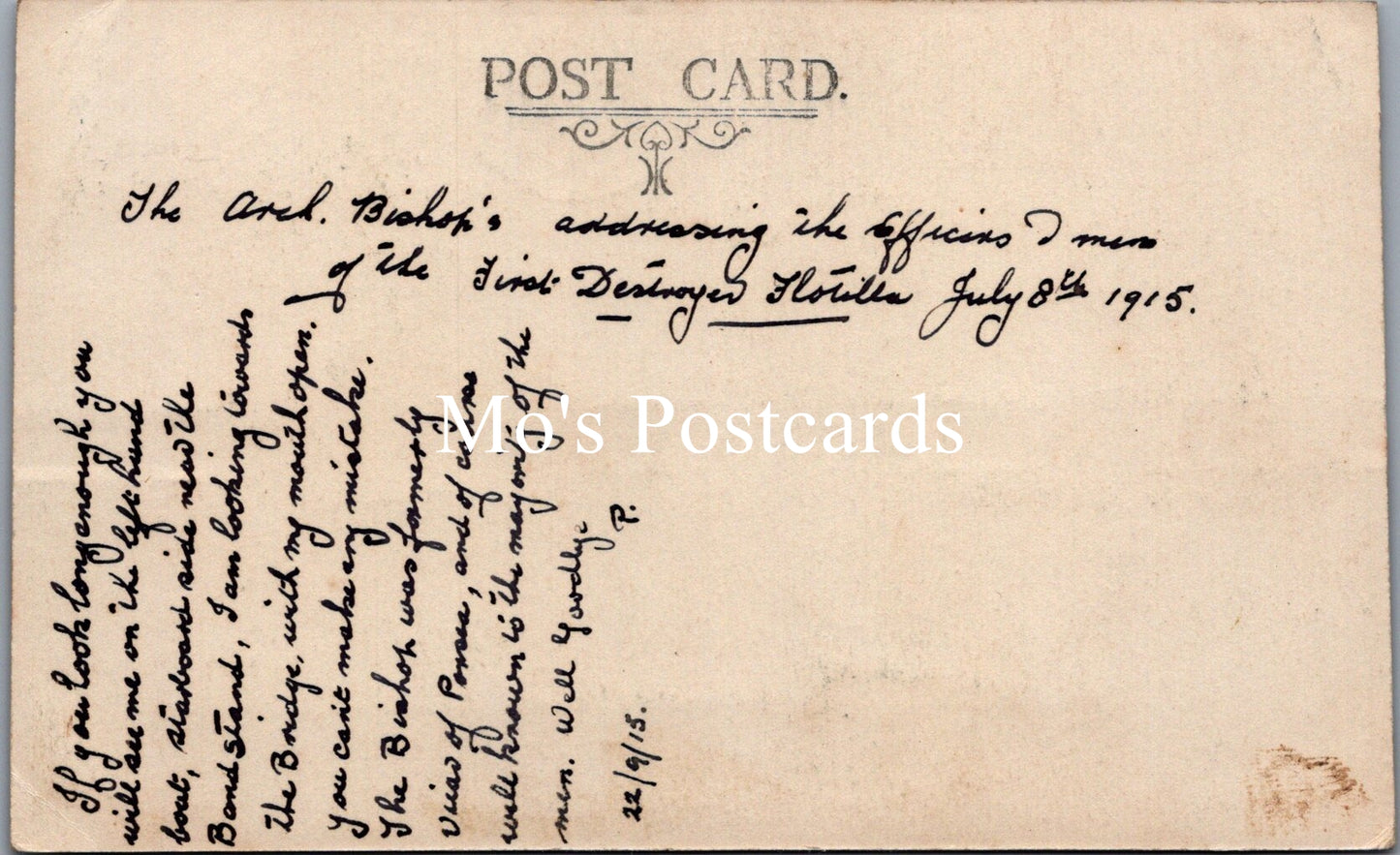 Naval Postcard - Arch Bishop Addressing Sailors, First Destroyer Flotilla SW20241