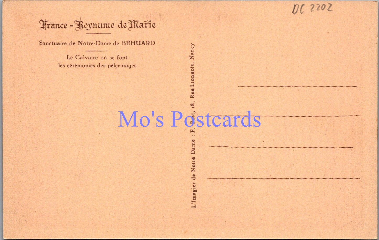 France Postcard - Sanctuaire De Notre-Dame De Behuard DC2202