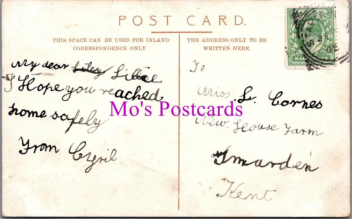 Kent Postcard - Iden Manor, Staplehurst SW15430