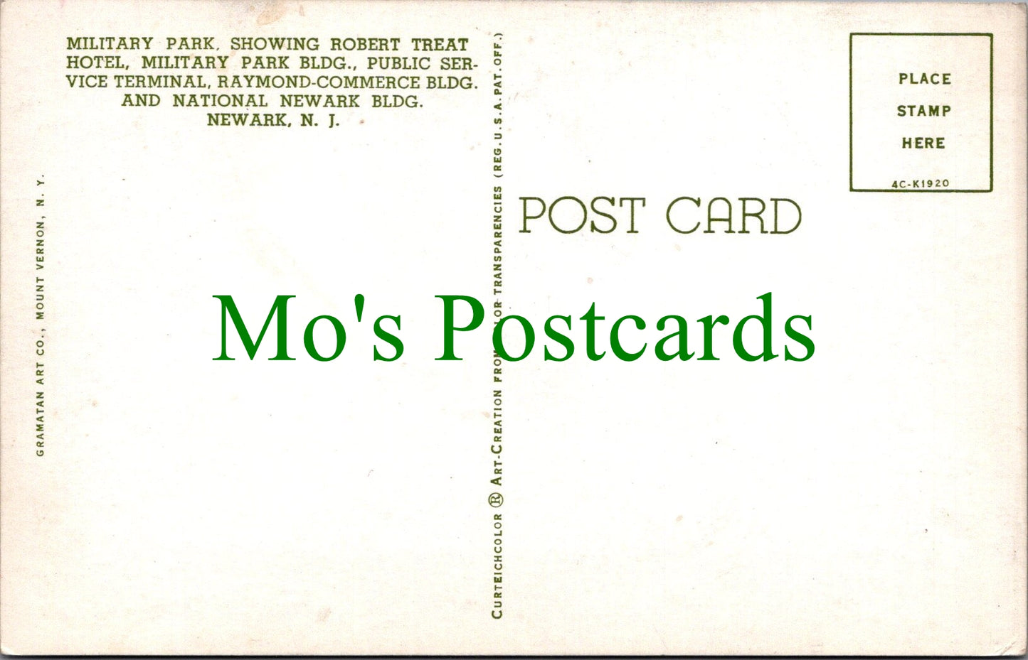 America Postcard - Military Park, Newark, New Jersey SW13613