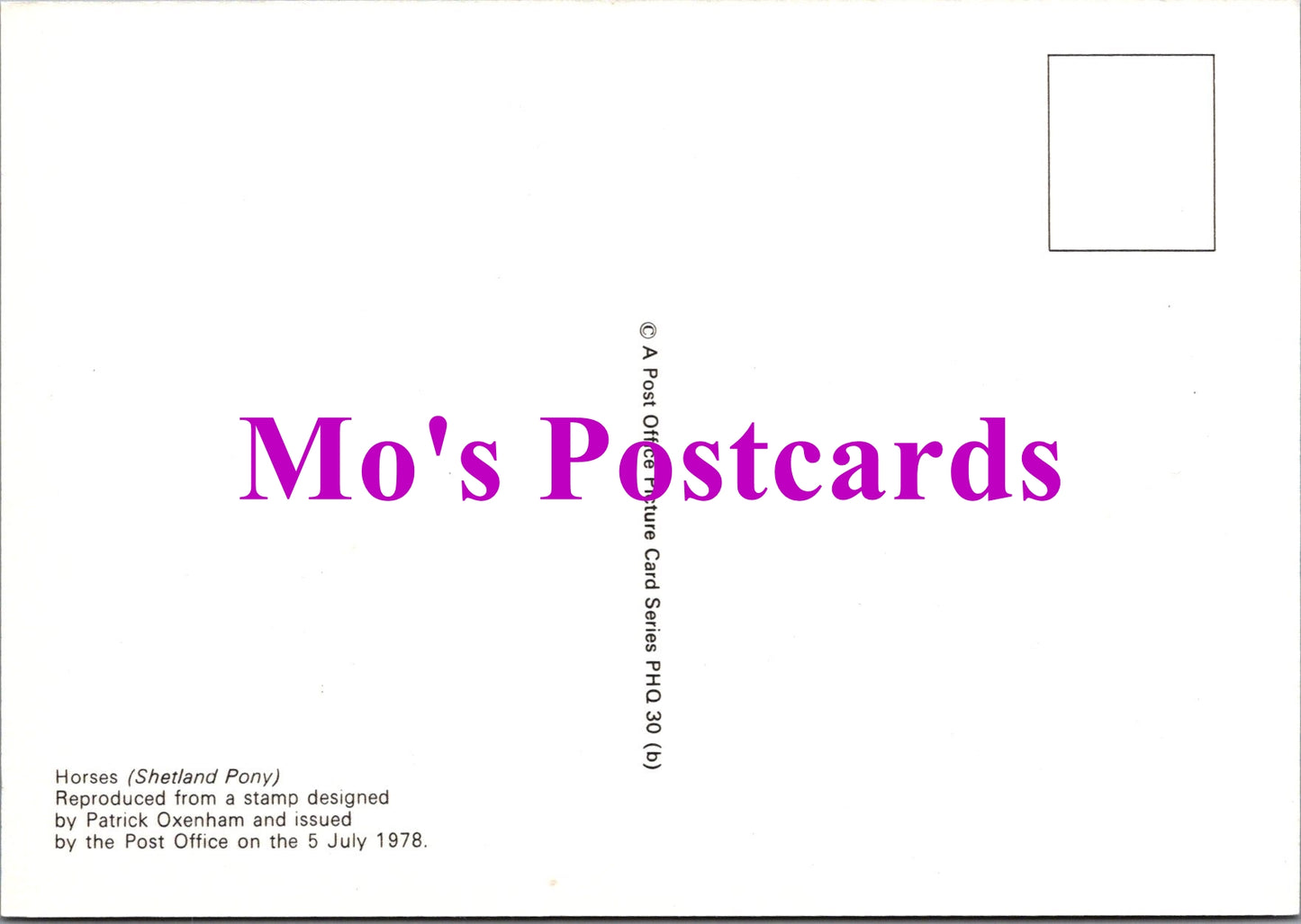 Animals Postcard - Shetland Pony Stamp Design SW15008