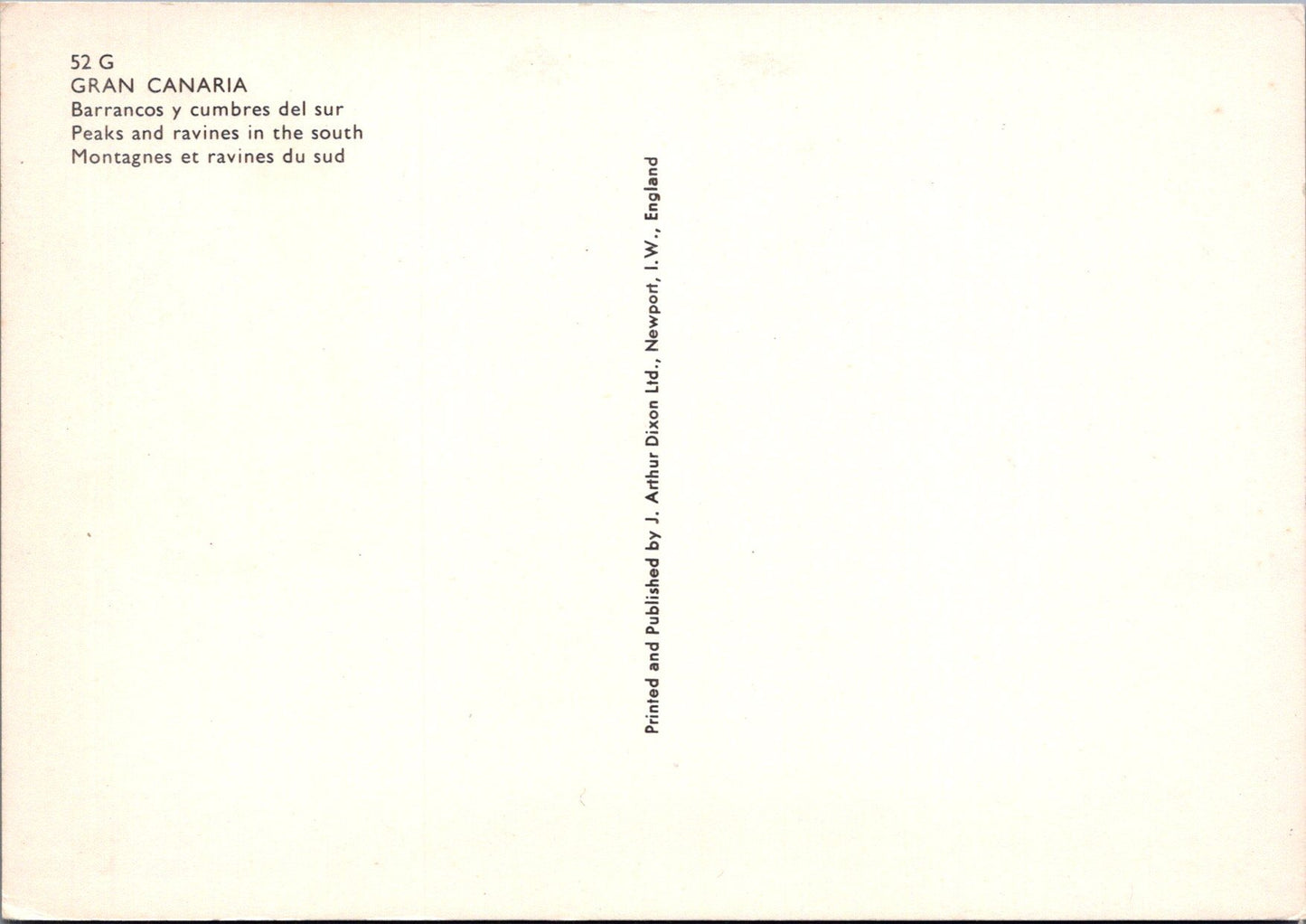 Spain Postcard - Gran Canaria, Peaks and Ravines in The South SW15905