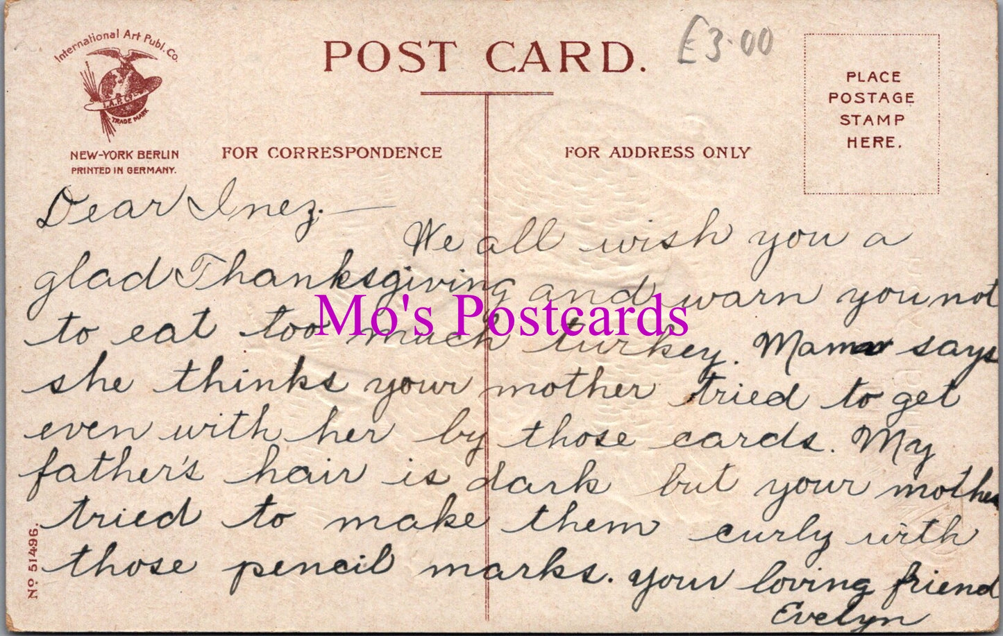 Greetings Postcard - Wishing You a Happy Thanksgiving SW14242