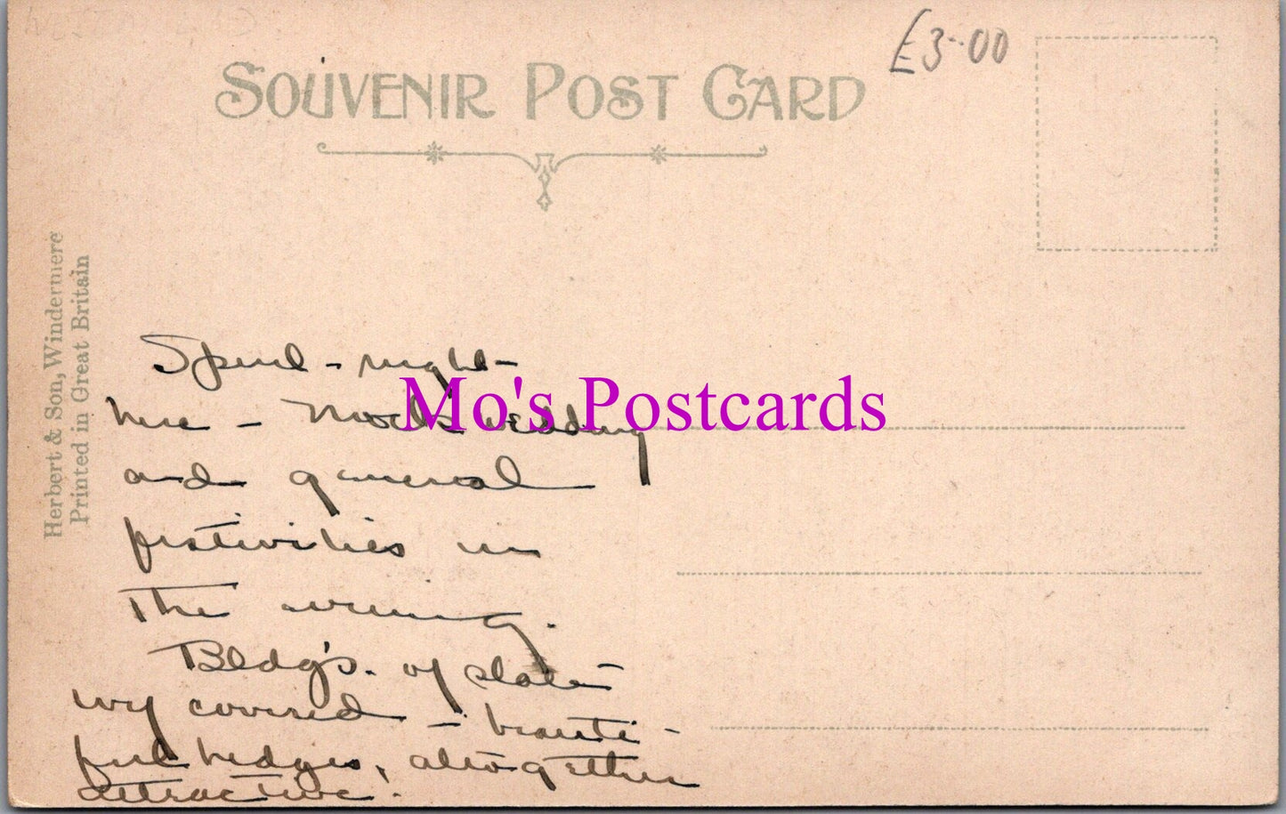 Cumbria Postcard - Windermere, Feirn's Stag's Head Hotel SW14247