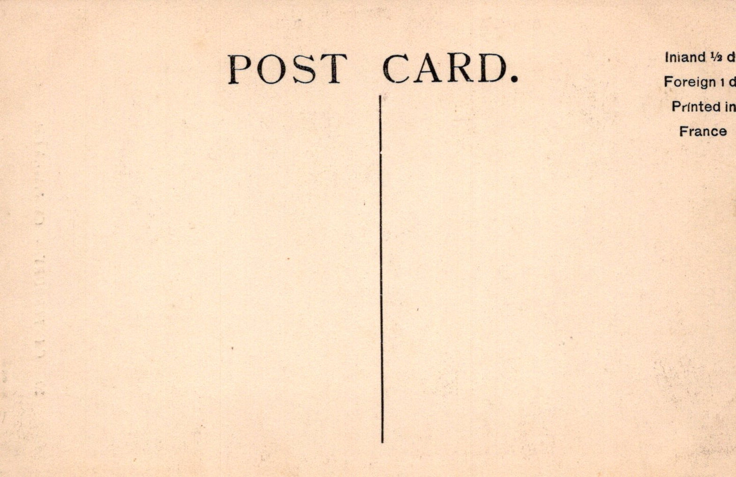 Beige postcard with 'POST CARD.' text on a beige background