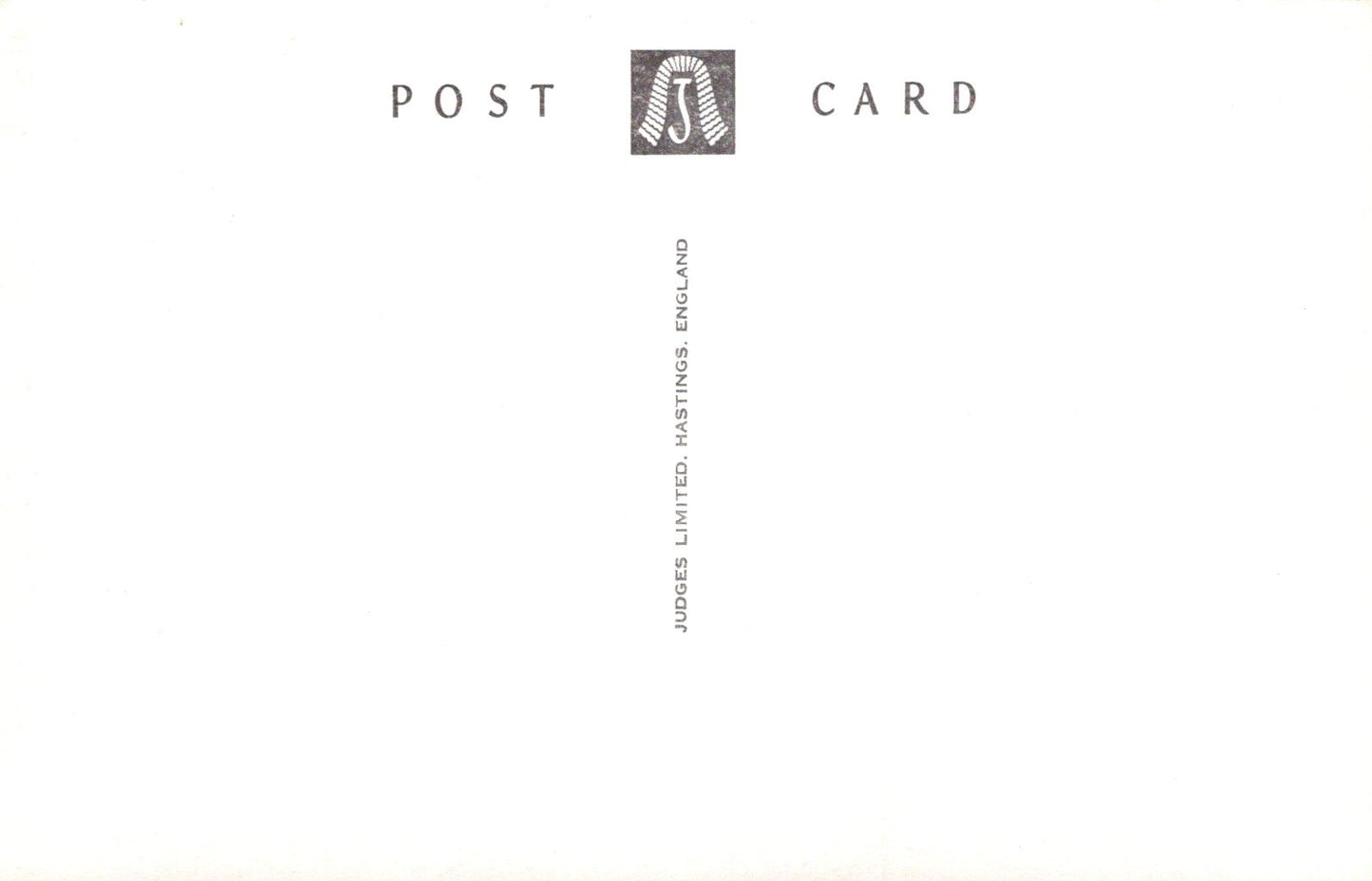 White postcard with 'POST CARD' text and a logo on a white background