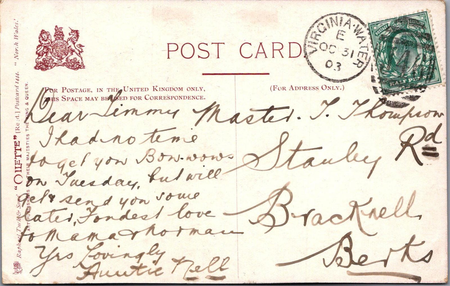 Wales Postcard - Aber Falls, Rhaeadr Fawr, bergwyngregyn, Caernarvonshire XT951