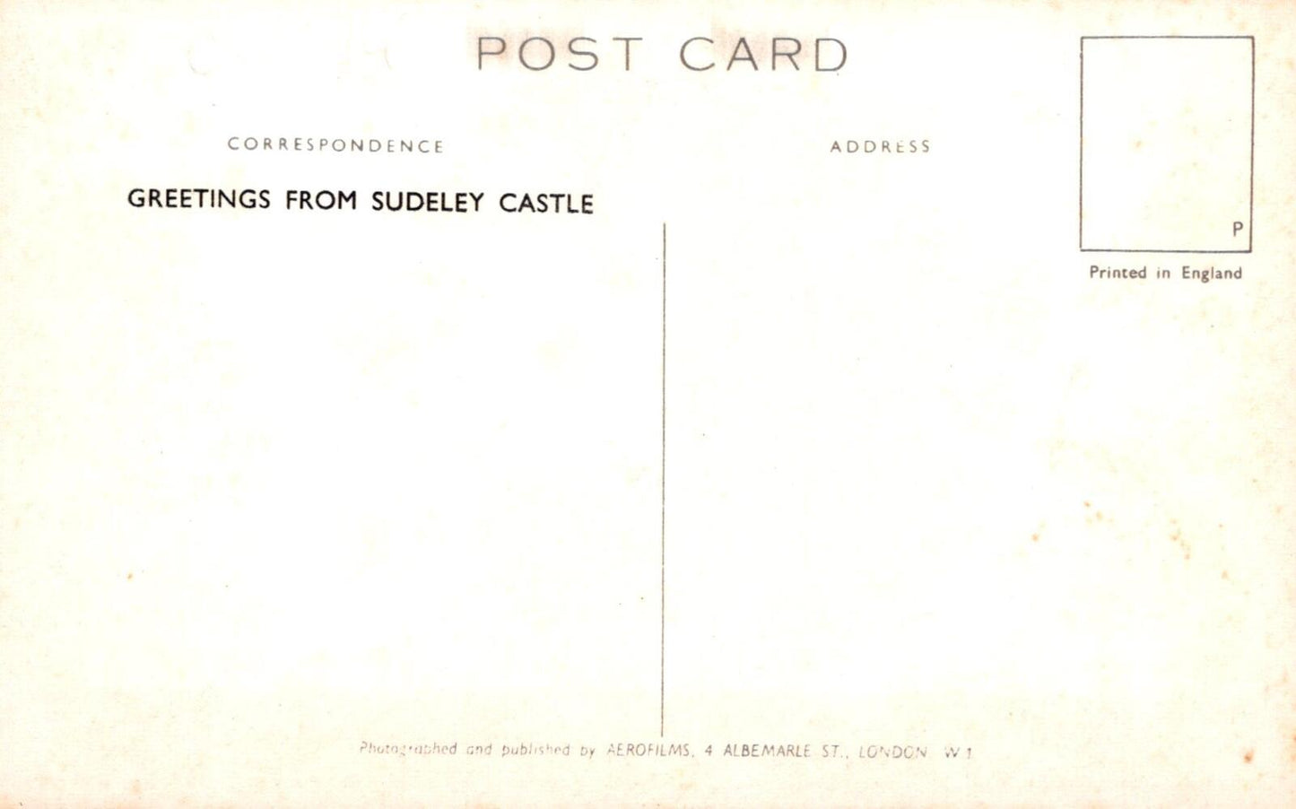 Gloucestershire Postcard: Aerial View of Sudeley Castle Winchcombe