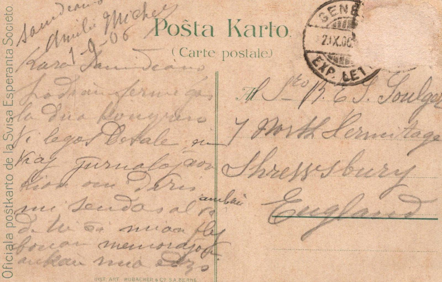 Switzerland Postcard - Swiss Esperanto Society, Heraldic, Heraldry XT1237