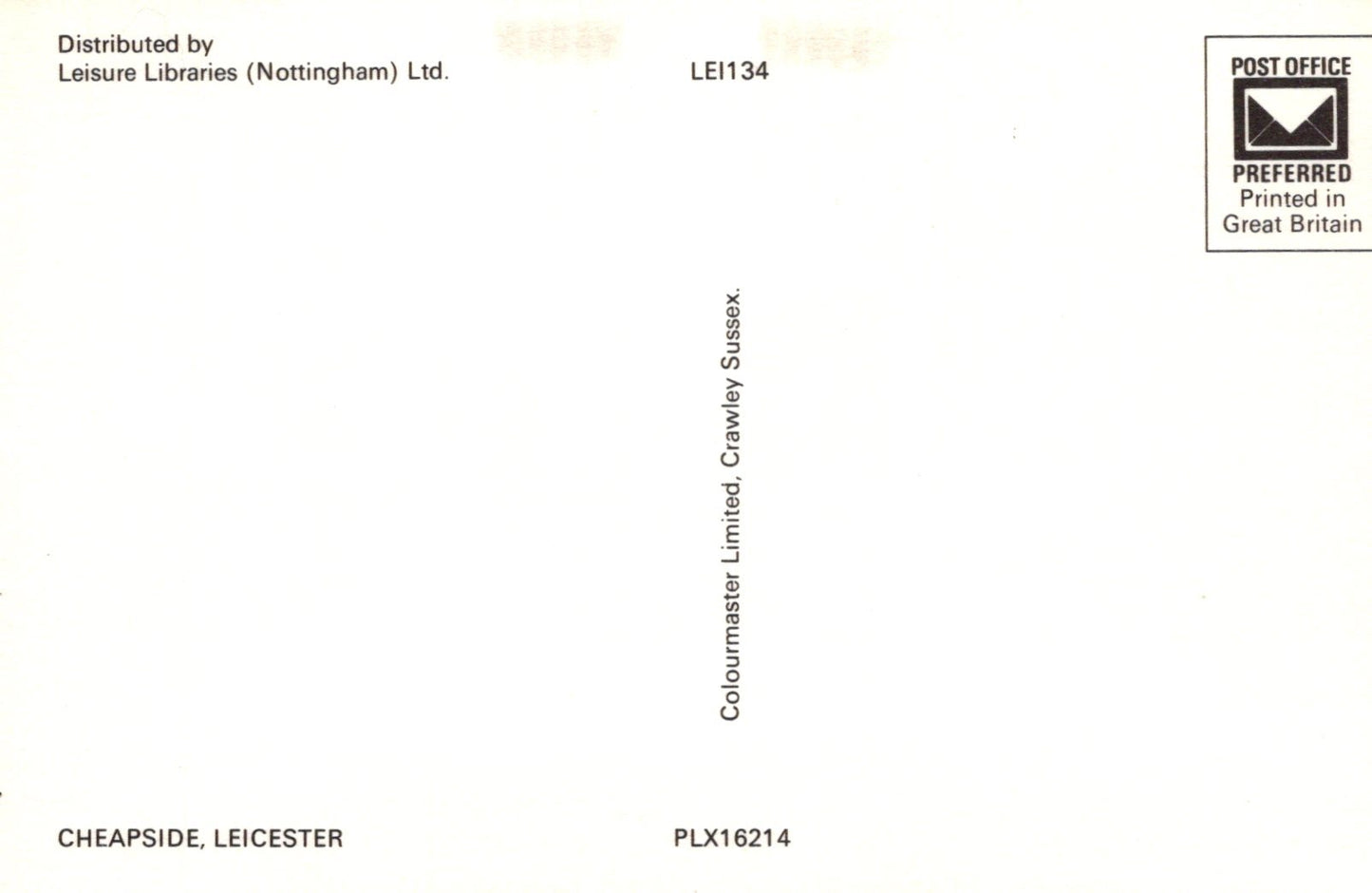 Back of a letter with printed text and a Post Office logo