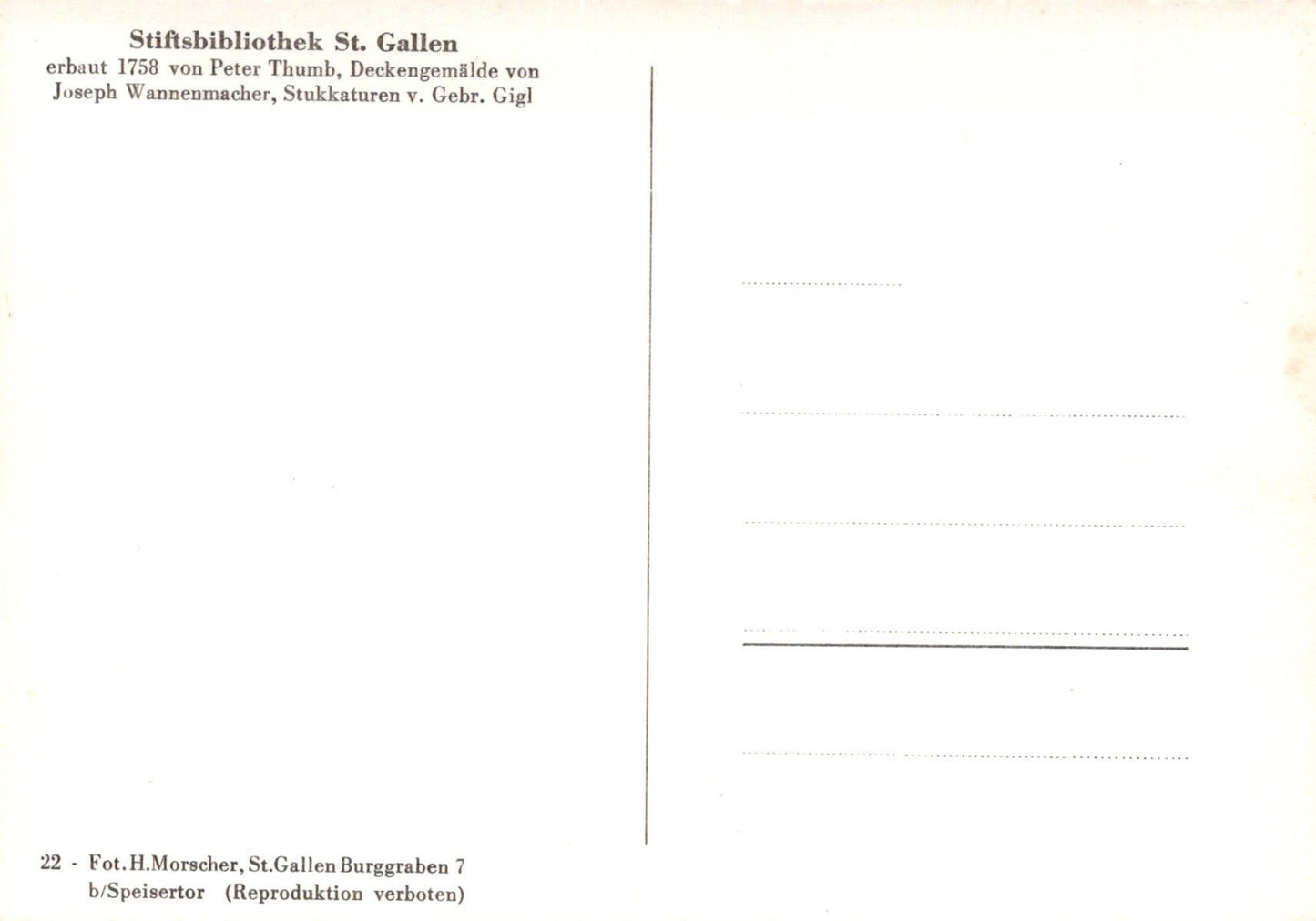 Switzerland Postcard - Abbey Library of Saint Gall, St Gallen VT590
