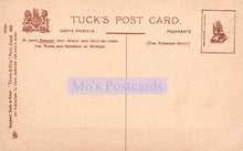 Load image into Gallery viewer, Back of a Tuck's postcard with branding and text