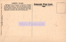 Load image into Gallery viewer, Back of a vintage postcard from Lambeth Palace with text and branding.