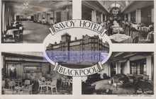 Load image into Gallery viewer, Black and white collage of the Savoy Hotel Blackpool with interior views and branding.
