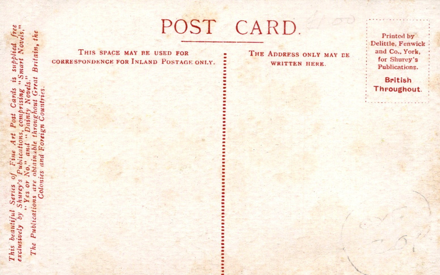 Vintage postcard with text and a dotted line for address