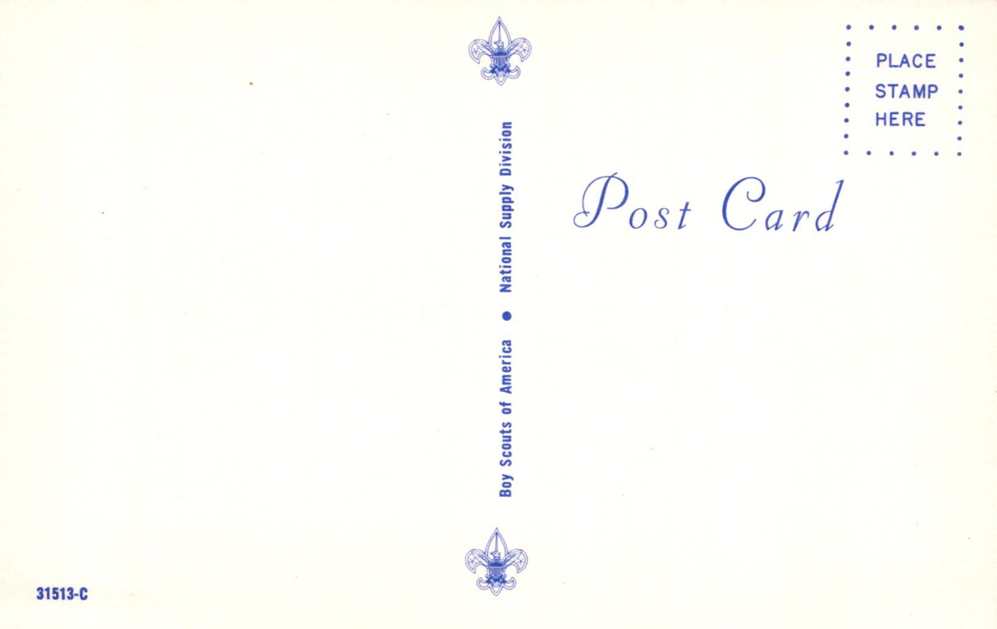 Blank postcard with Scout logo and text on a white background