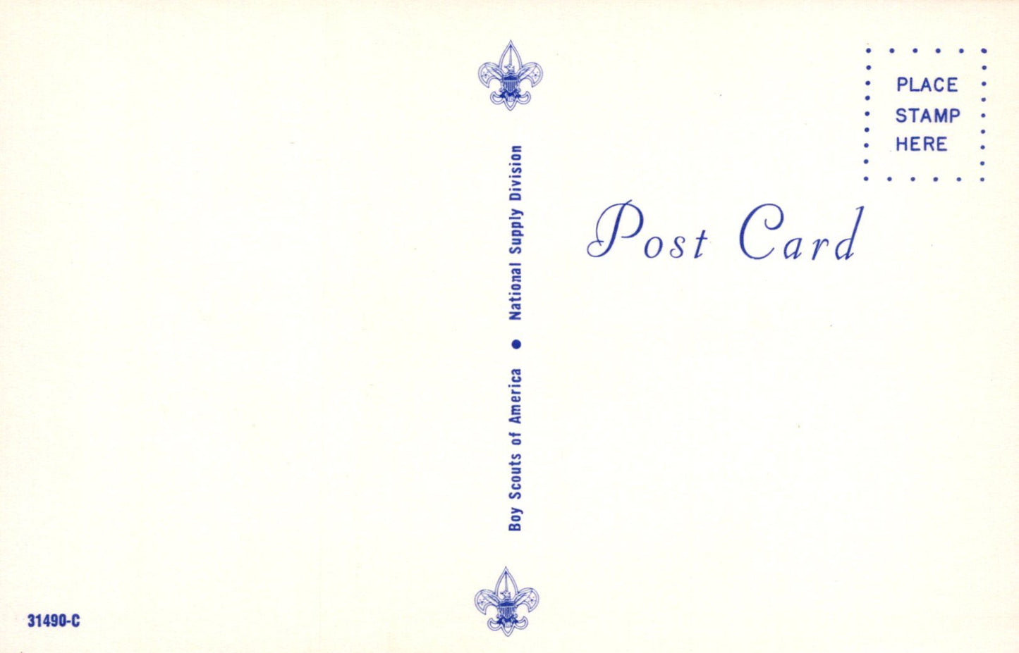 Vintage postcard with Scout emblem and text on a light background