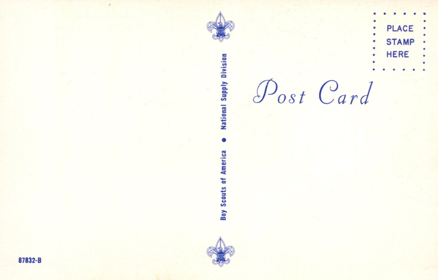Vintage postcard with Boy Scouts of America logo and text on a light background