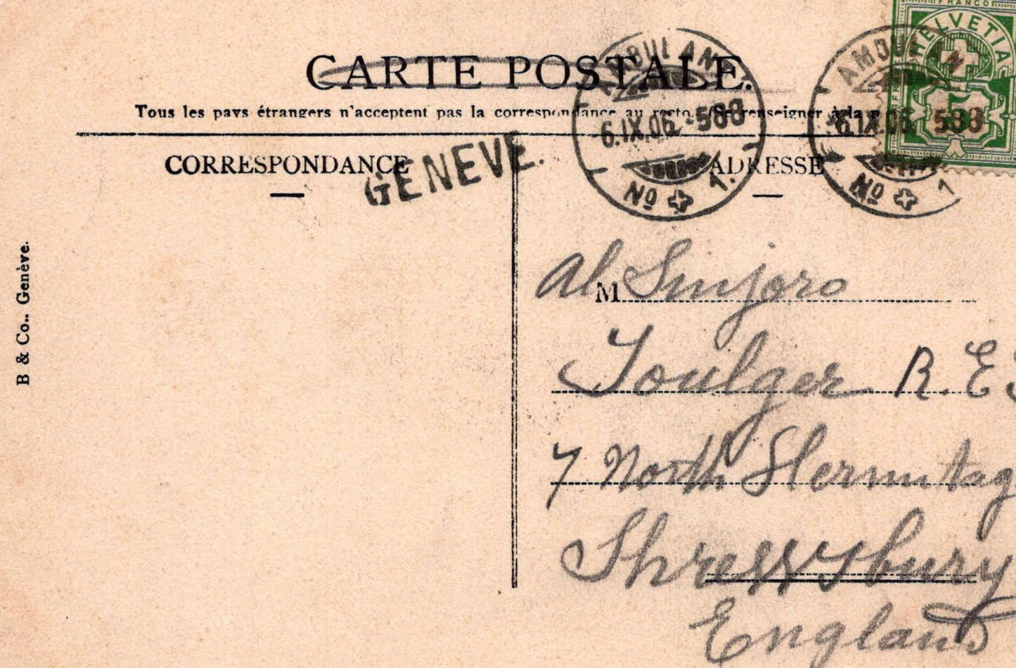 Switzerland Postcard - Flag, Souvenir of Geneve SW20827