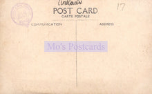 Load image into Gallery viewer, Back of a vintage postcard with 'Mo's Postcards' branding