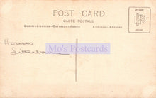 Load image into Gallery viewer, Back of a vintage postcard with 'Mo's Postcards' branding.