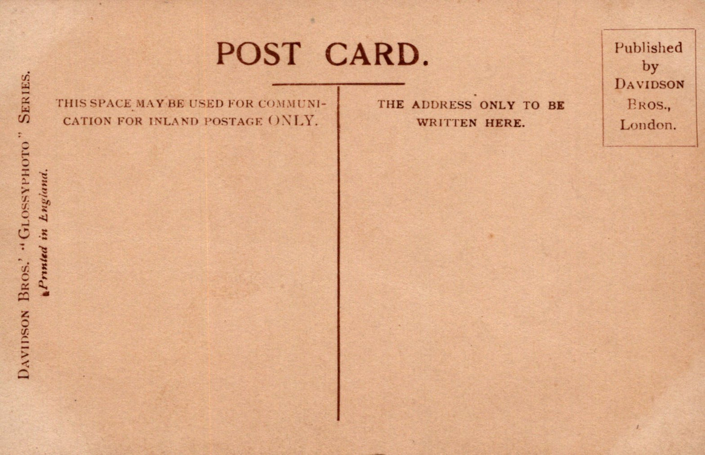 Vintage postcard with text and branding on a brown background