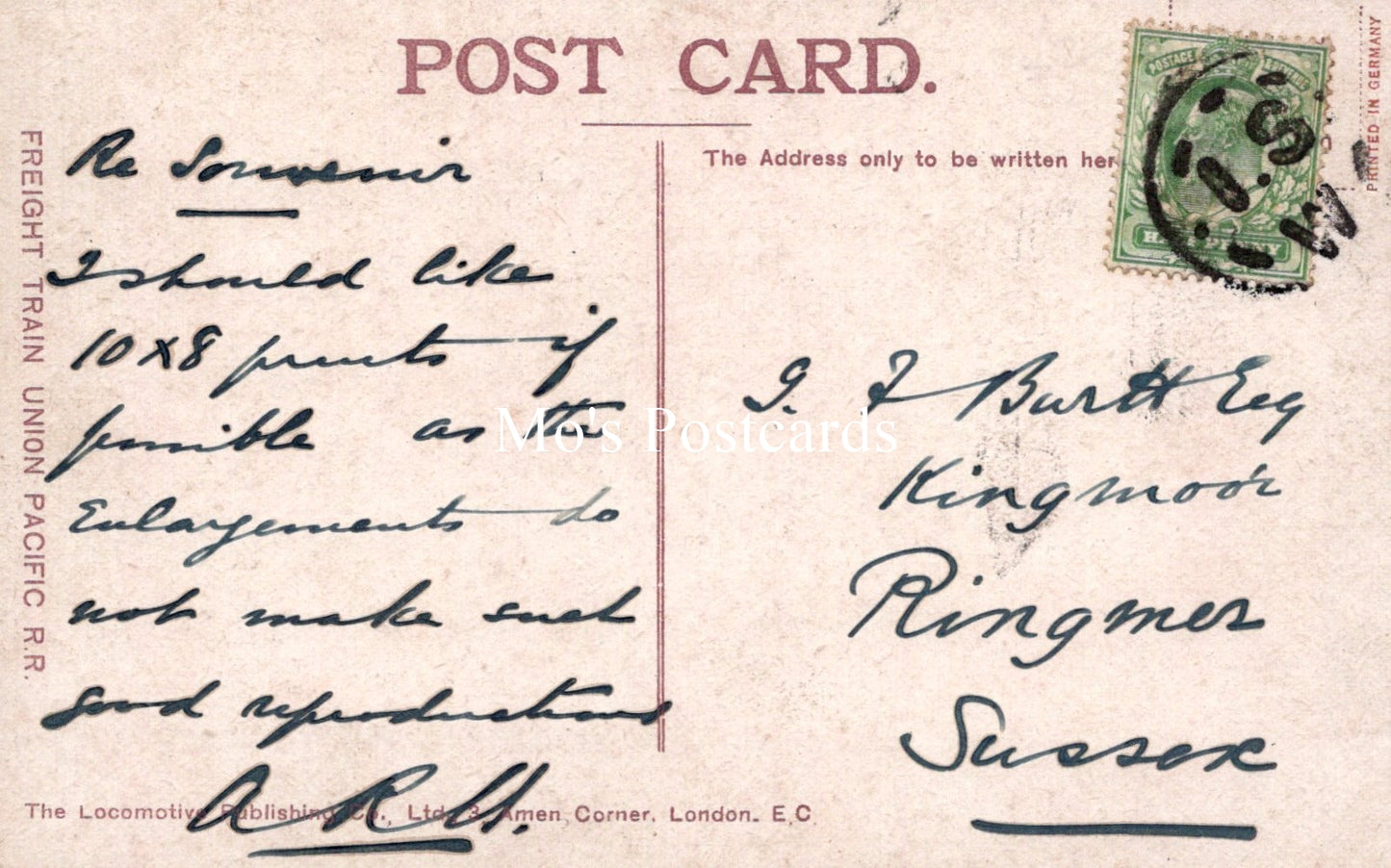 Railways Postcard - Freight Train Union Pacific Railroad SW19171