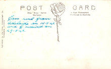Load image into Gallery viewer, Vintage postcard with a rose illustration and handwritten text on a white background