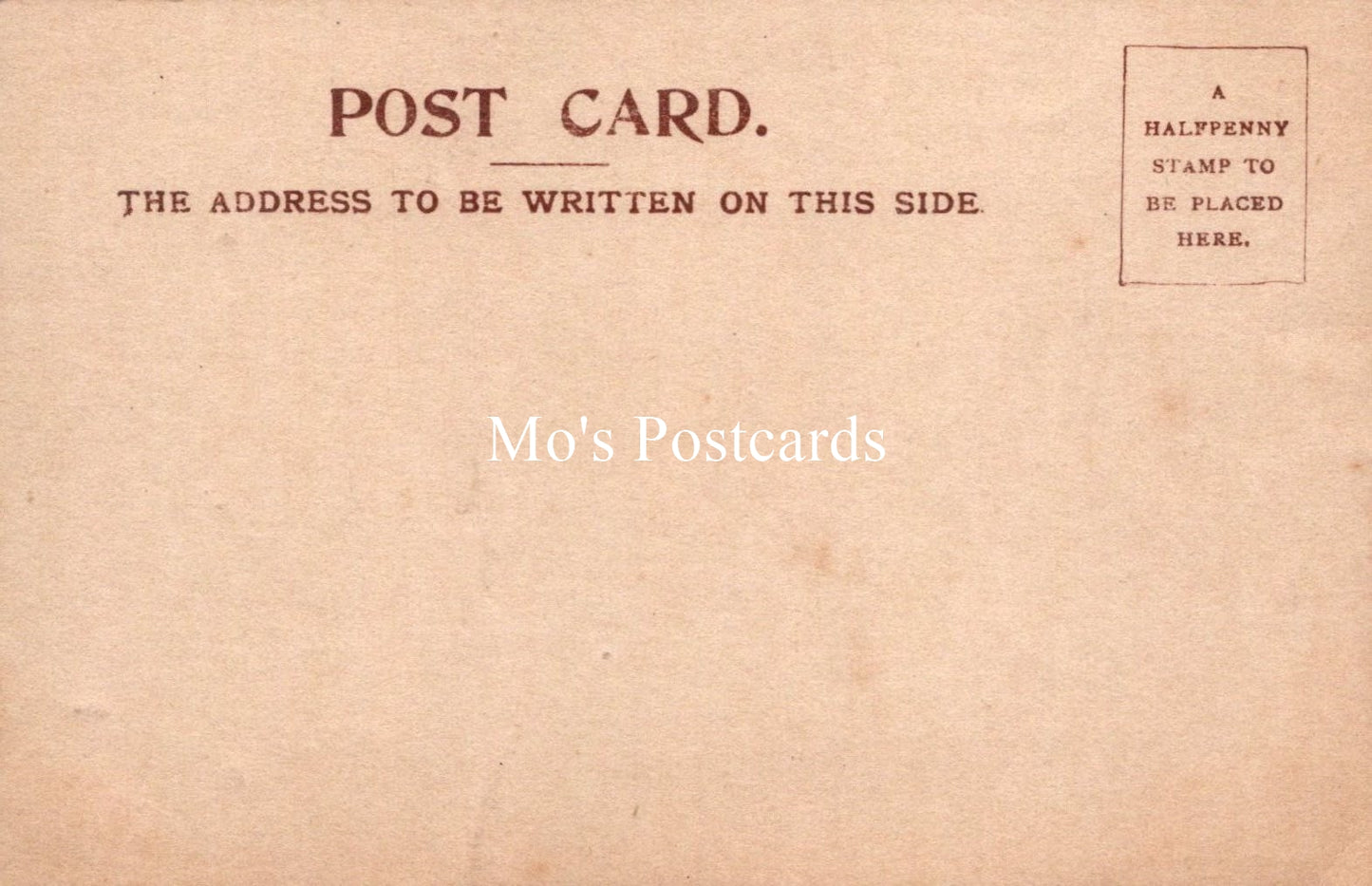 Vintage-style postcard with 'Mo's Postcards' branding on a beige background