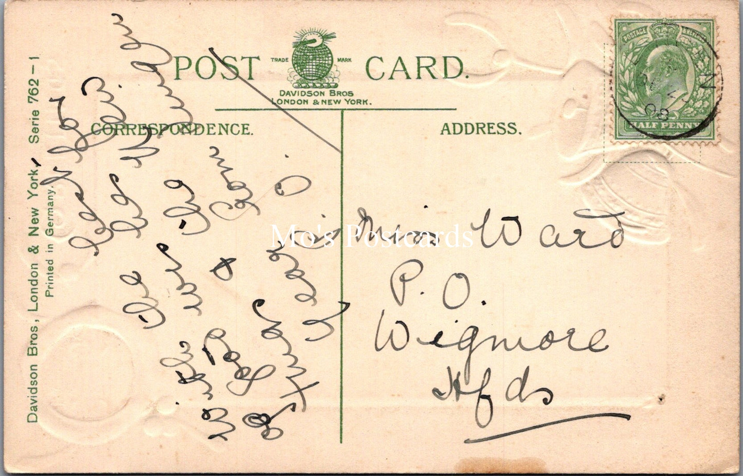 Embossed Greetings Postcard - Xmas Greetings, River Scene SW17891