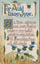 Load image into Gallery viewer, Greetings Postcard - New Years, For Auld Lang Syne SW17900
