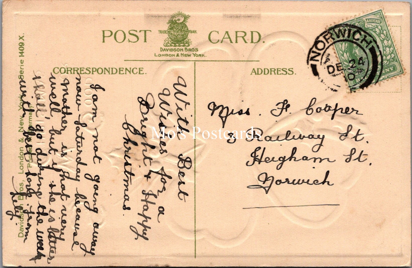 Greetings Postcard - Sincere Good Wishes For Christmas SW18007