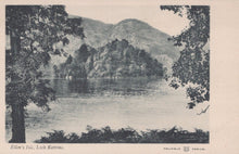 Load image into Gallery viewer, Vintage illustration of a lake with trees and mountains