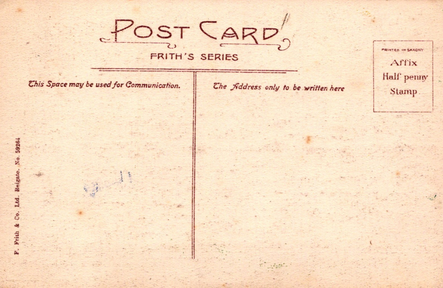 Vintage postcard with text and design elements on a beige background