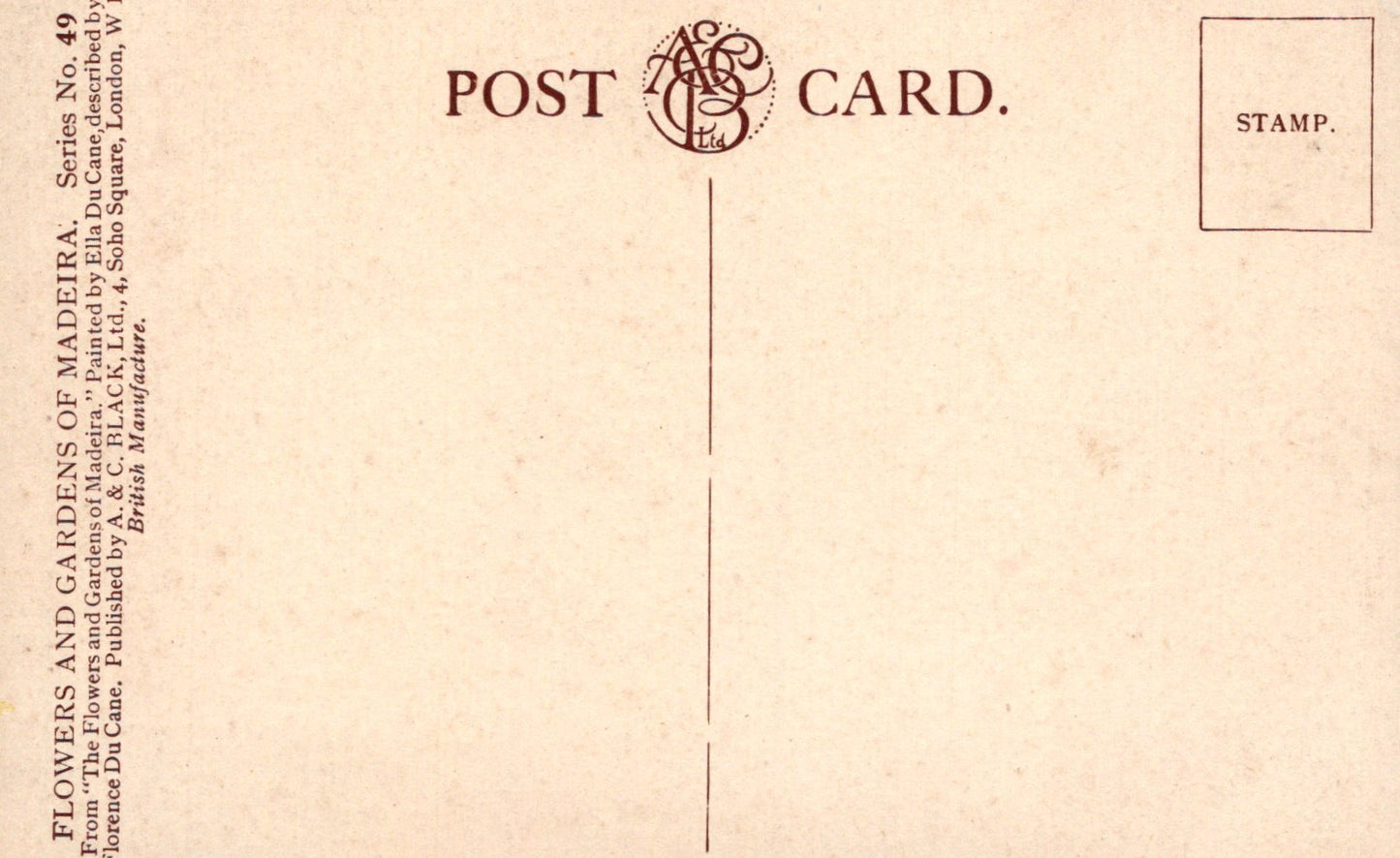 Vintage postcard with text and a stamp area on a beige background